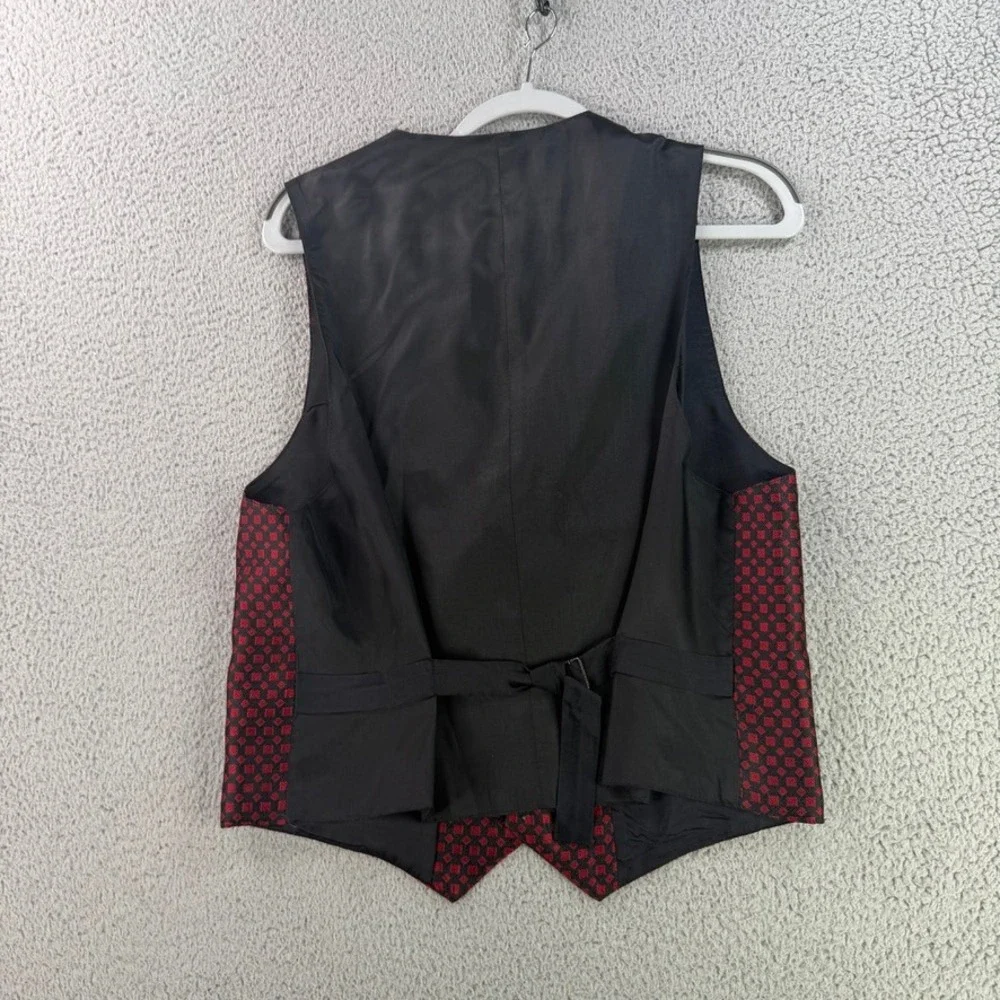 Wah Maker Vest Mens Medium Red Black Geometric Western Victorian Waistcoat 10094